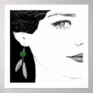 Girl in pearl earring fashion illustration art poster