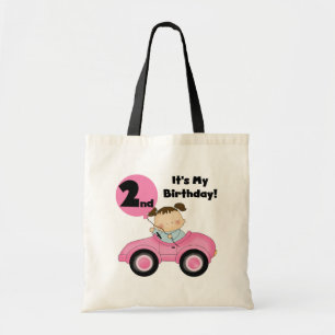 Girl in Pink Car 2nd Birthday Tshirts and Gifts Tote Bag