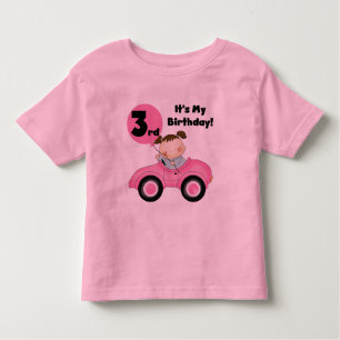 Girl in Pink Car 3rd Birthday Tshirts and Gifts