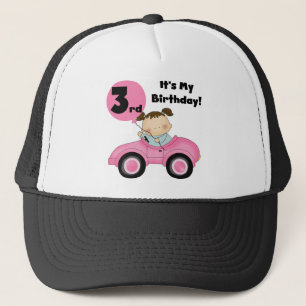 Girl in Pink Car 3rd Birthday Tshirts and Gifts Trucker Hat