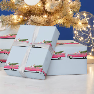 GIRL IN PINK CLASSIC CADDY CHRISTMAS   WRAPPING PAPER