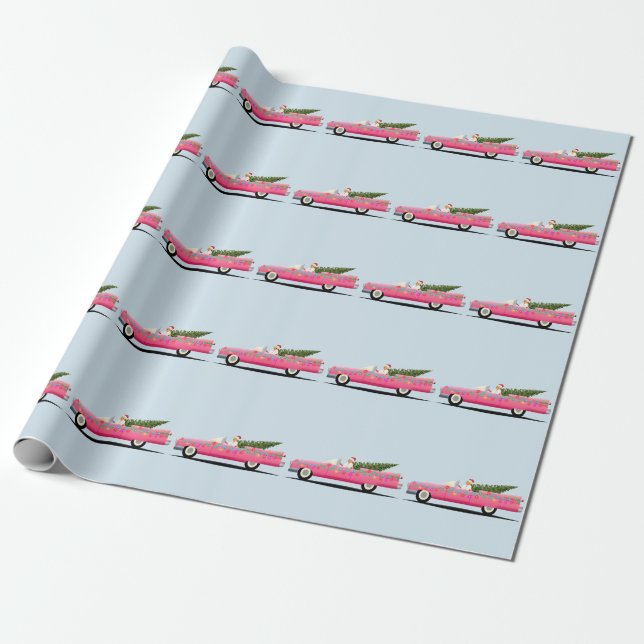 GIRL IN PINK CLASSIC CADDY CHRISTMAS  WRAPPING PAPER (Unrolled)