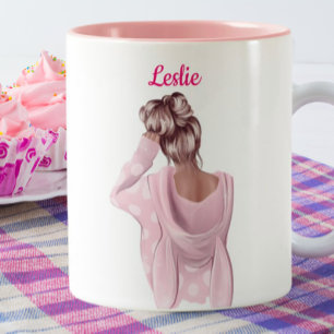 Girl in Pink Personalised Custom Coffee Two-Tone Coffee Mug