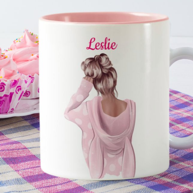 Girl in Pink Personalised Custom Coffee  Two-Tone Coffee Mug (Creator Uploaded)