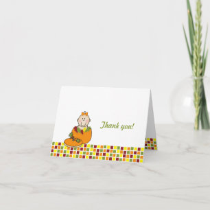 Girl in Pumpkin Baby Shower Thank You Notes