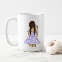 Girl in Purple Gingham Plaid Carrying Pet Bunny