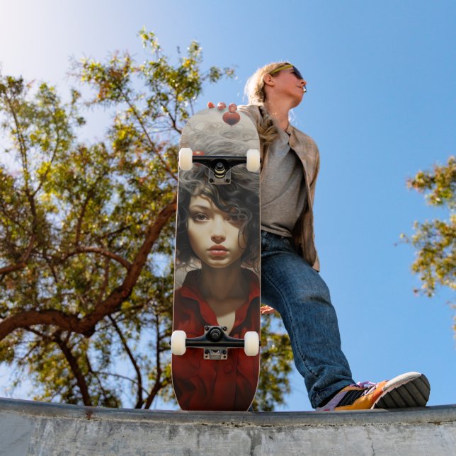 Girl in Red Modern Art Skateboard (Outdoor 1)