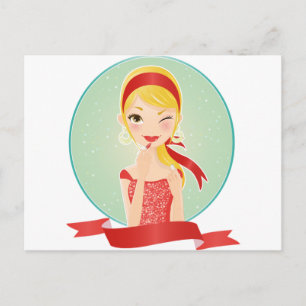 Girl in red postcard