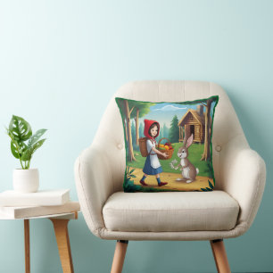 Girl in Redhood with Bunny Cushion