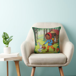 Girl in Redhood with Bunny Cushion