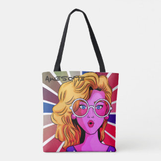 Girl in Retro look Personalised Tote Bag