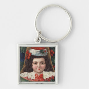 Girl in Santa Hat in Bell Key Ring