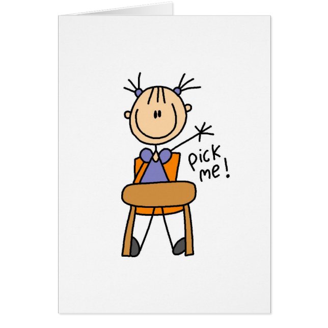 Girl In School Stick Figure Card (Front)