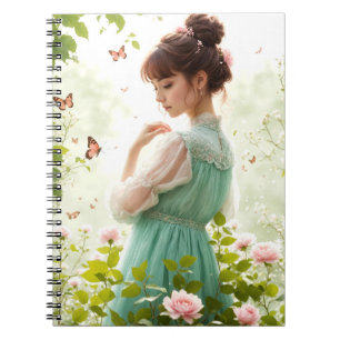 Girl In Summer Garden Notebook