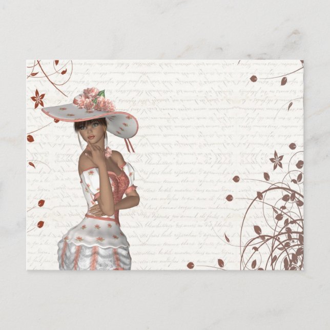 Girl in summer hat postcard (Front)