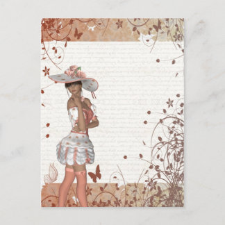 Girl in summer hat postcard