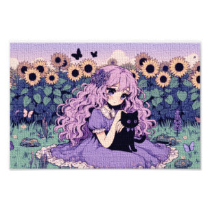 Girl in Sunflower Field – Menina no campo de giras Photo Print