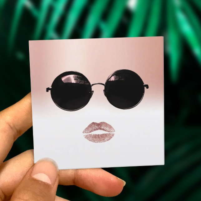 Girl in Sunglasses Hair Makeup Artist Beauty Salon Square Business Card (Creator Uploaded)