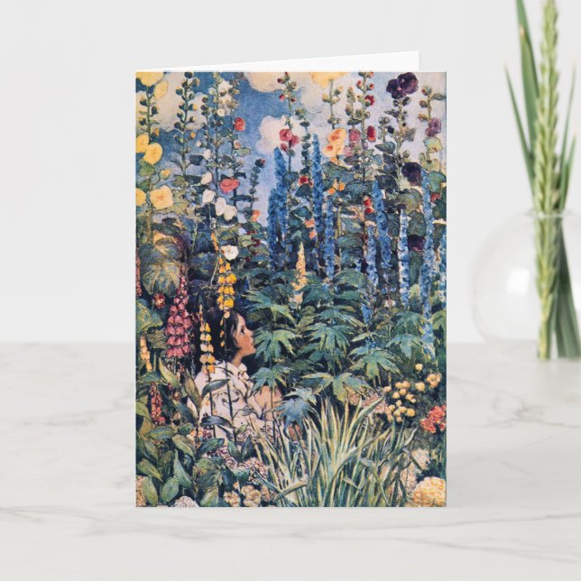 Girl in the Flower Garden, Jessie Willcox Smith Card (Front)