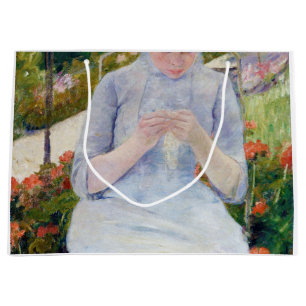 Girl in the Garden, Mary Cassatt Large Gift Bag