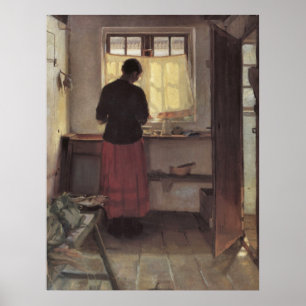 Girl in the kitchen by Anna Ancher Poster