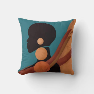 girl in the tropic. Beautiful African woman. Black Cushion