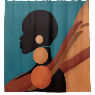 girl in the tropic. Beautiful African woman. Black Shower Curtain