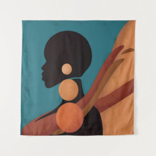 girl in the tropic. Beautiful African woman. Black Tapestry