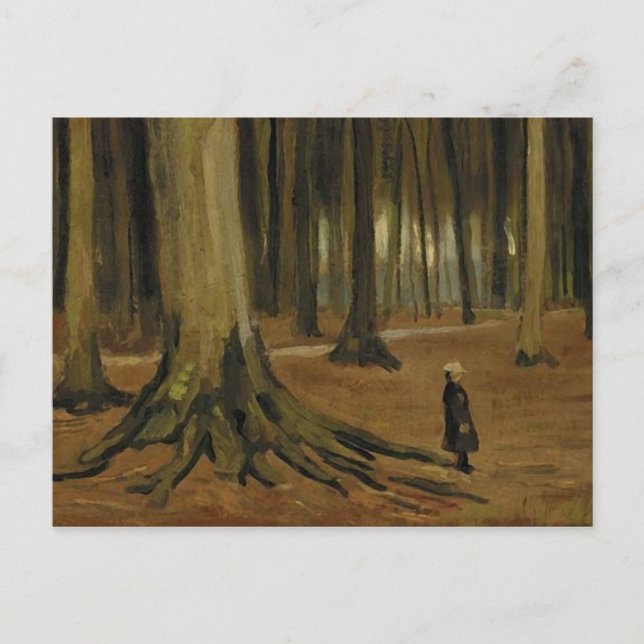 Girl in the Woods (F8a) Van Gogh Fine Art Postcard (Front)