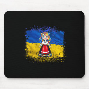 Girl In Ukrainian National Dress Ukraine Flag Mouse Pad