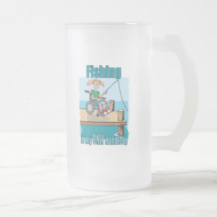 Girl in WheelChair Fishing Frosted Glass Beer Mug