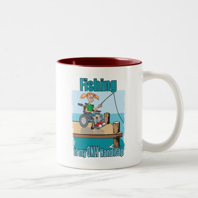 Girl in WheelChair Fishing Two-Tone Coffee Mug (Right)