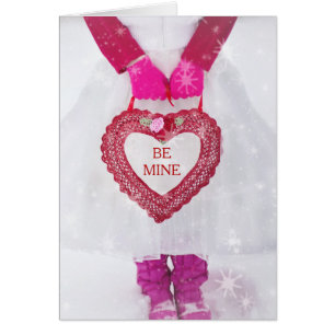 Girl In White Dress With Valentine Heart
