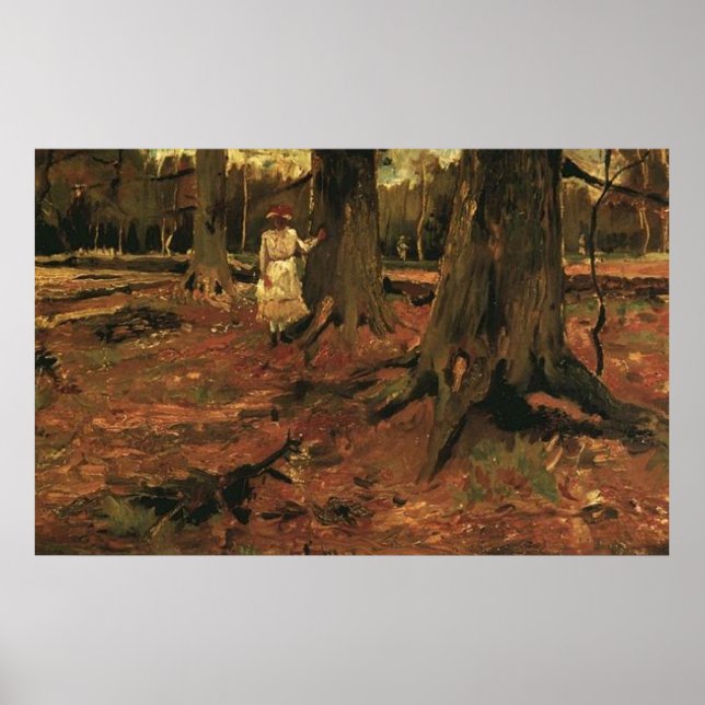 Girl in white in the woods 1882, Vincent van Gogh Poster (Front)