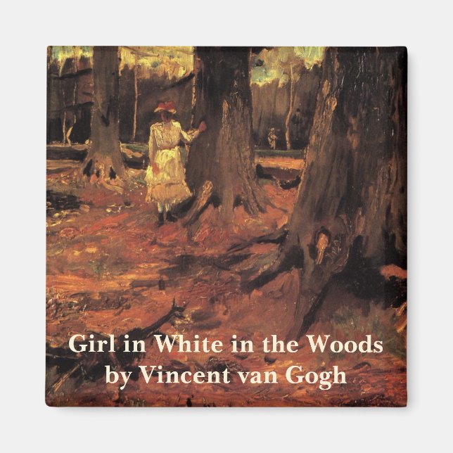 Girl in White in the Woods by Vincent van Gogh Magnet (Front)