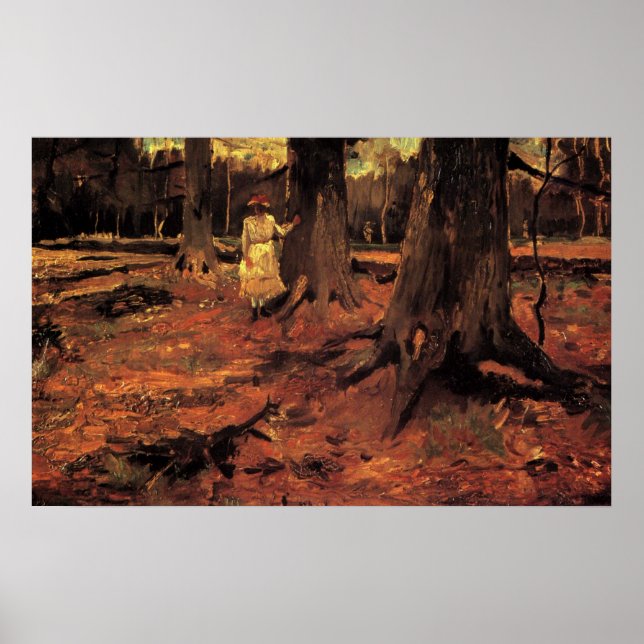 Girl in White in the Woods by Vincent van Gogh Poster (Front)