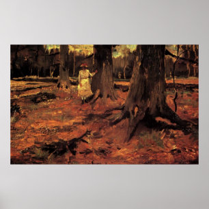 Girl in white in the woods, Vincent van Gogh Poster