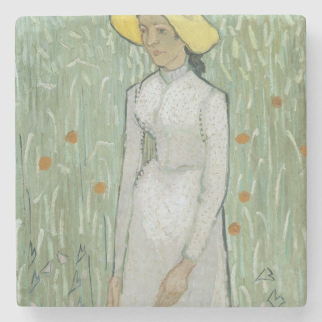 Girl in White Stone Coaster (Front)