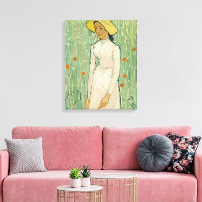 Girl in White Van Gogh Canvas Print (Insitu(LivingRoom))