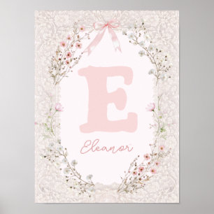 girl initial nursery poster