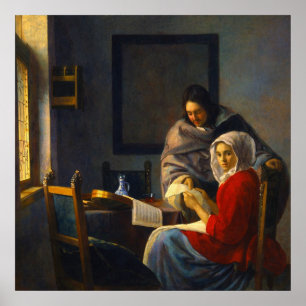 Girl interrupted at her music by Johannes Vermeer Poster