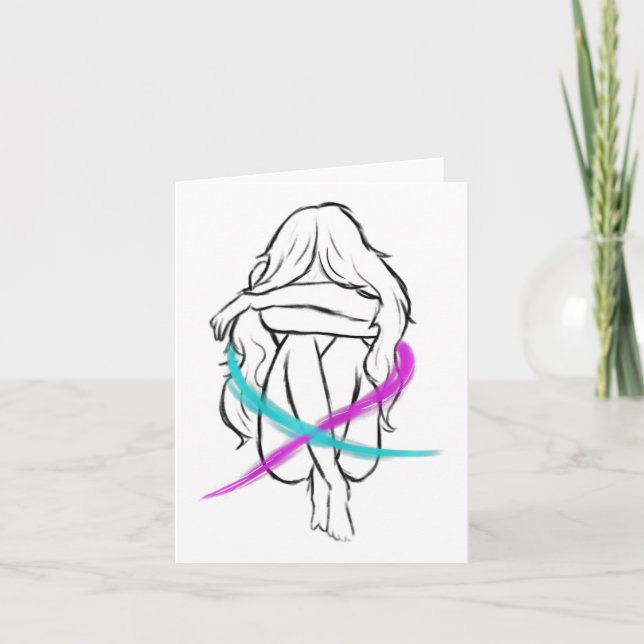 Girl Is Crying Introvert Suicide Prevention Awaren Card (Front)
