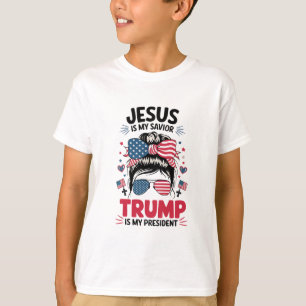 Girl Jesus My Saviour Trump President Christian Wo T-Shirt