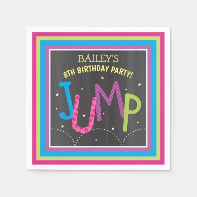 Girl Jump Birthday Party Trampoline Bounce House Napkin (Front)