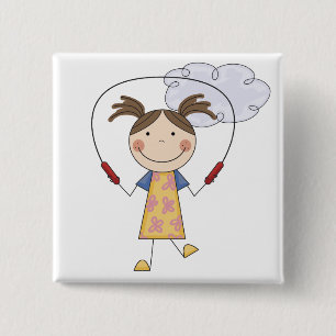 Girl Jumping Rope T-shirts and Gifts 15 Cm Square Badge