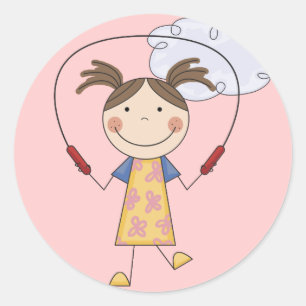 Girl Jumping Rope  T-shirts and Gifts Classic Round Sticker