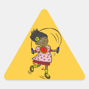Girl Jumping Rope Triangle Sticker