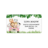 Girl Jungle Safari Return Address Labels