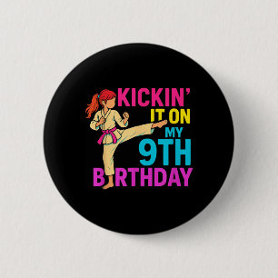 Girl Karate Taekwondo Kickin 9th Birthday Martial 6 Cm Round Badge