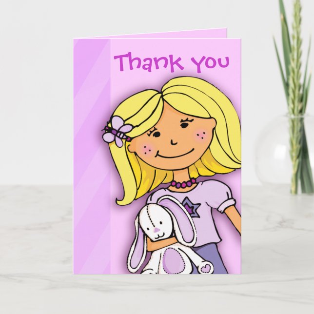 Girl Kids birthday party thank you card (Front)
